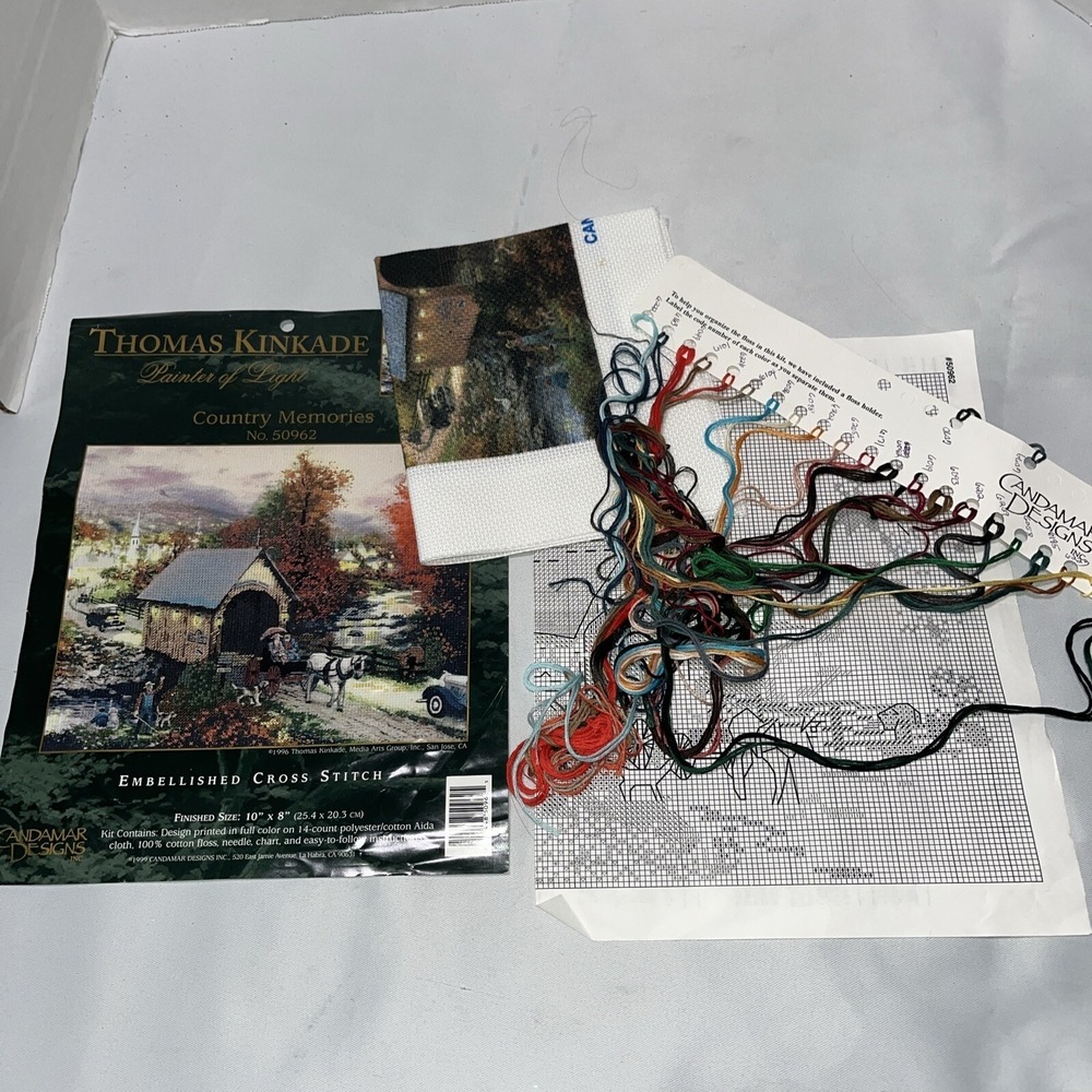 Candamar‎ Designs Cross Stitch Kit Thomas Kinkade Autumn Country Memories Opened